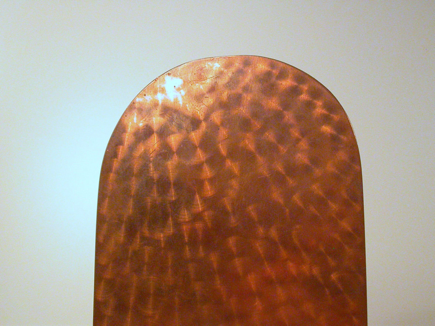 Arts and Crafts style Copper Bookends | Engraved Round Reflective Pattern | Minimalist Design