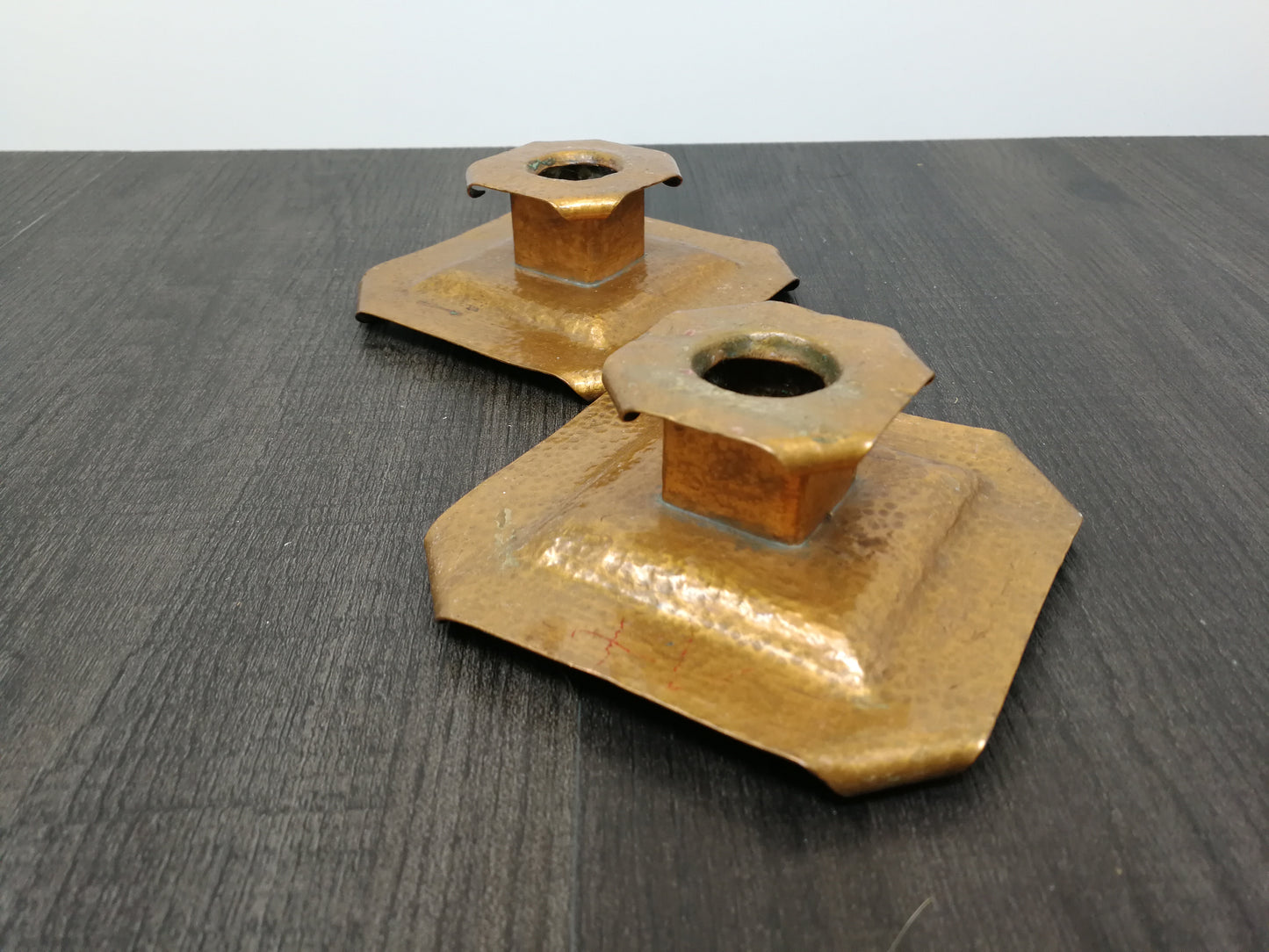 Copper Candle Stands | Arts & Craft Influenced | Hand Hammered Copper Candle Holders