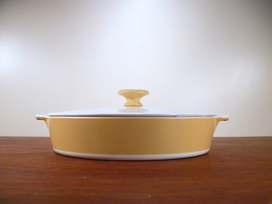 Vintage Corningware 10" Covered Casserole Dish, Yellow Cream and White Corningware Casserole