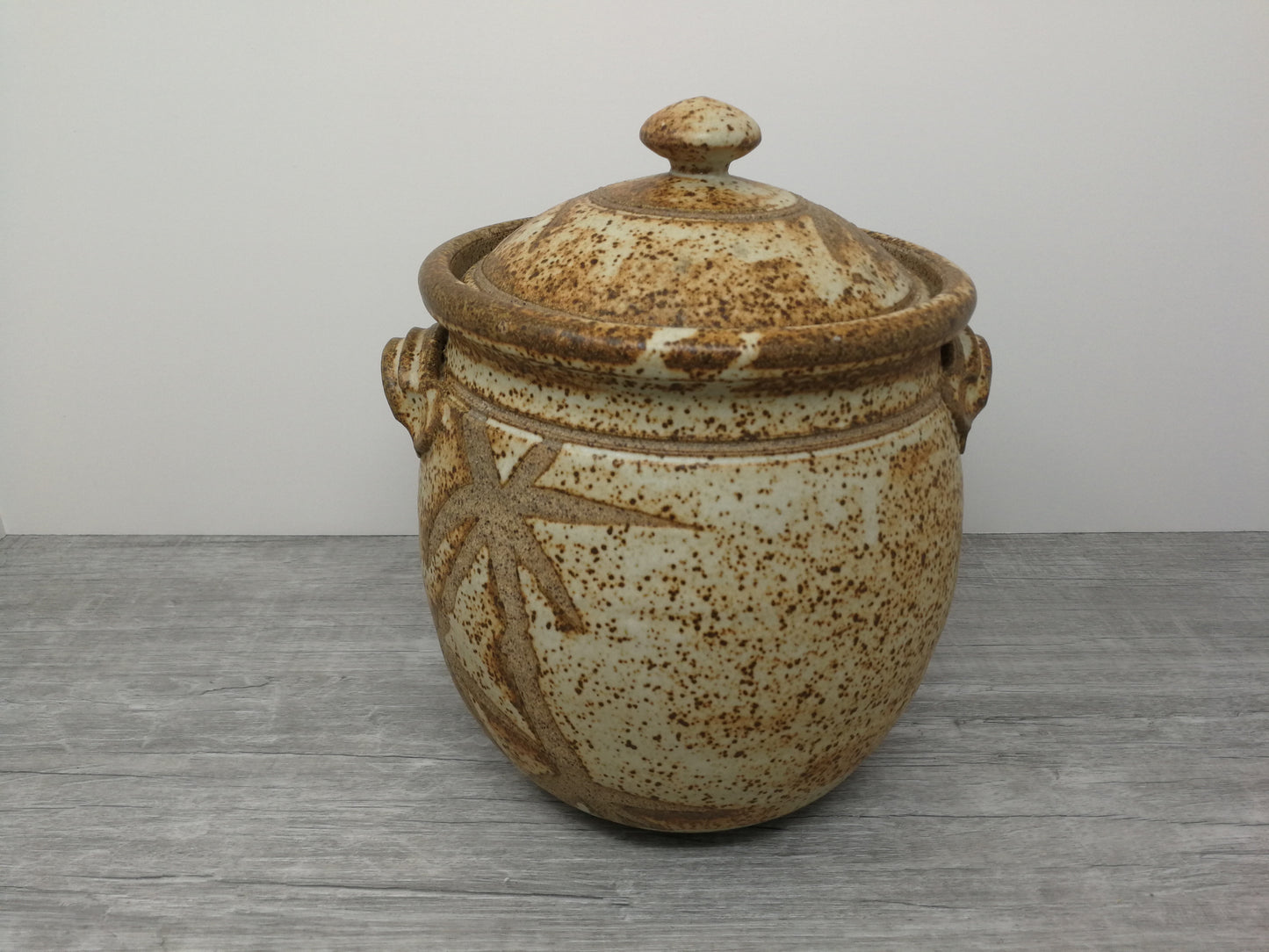 Cranberry Pottery Stoneware Jar 9" | Vintage Ceramic Jar | Tall Lidded Ceramic Jar
