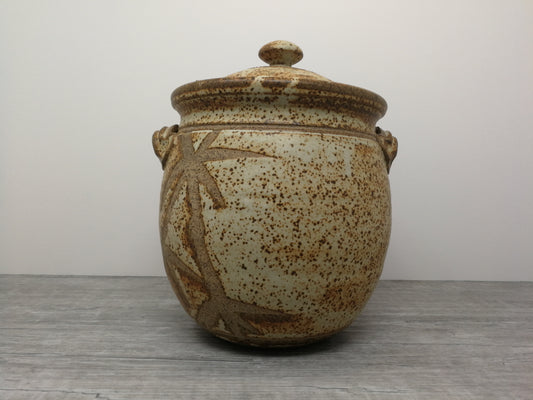 Cranberry Pottery Stoneware Jar 9" | Vintage Ceramic Jar | Tall Lidded Ceramic Jar