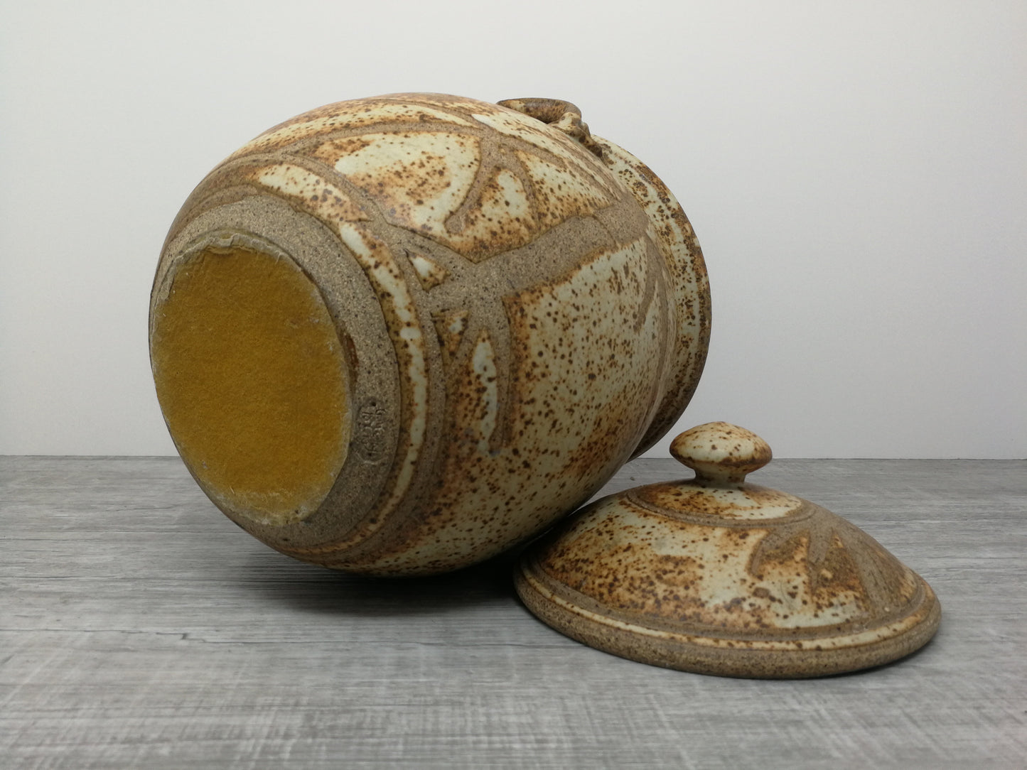 Cranberry Pottery Stoneware Jar 9" | Vintage Ceramic Jar | Tall Lidded Ceramic Jar