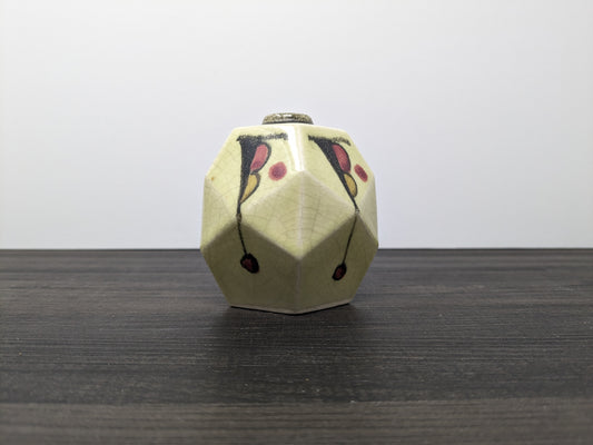 Art Deco Cubism Inspired Bud Vase | Ceramic 1930's Flower Vase | Japanese Ceramics | Crackle Finish | Hand Painted