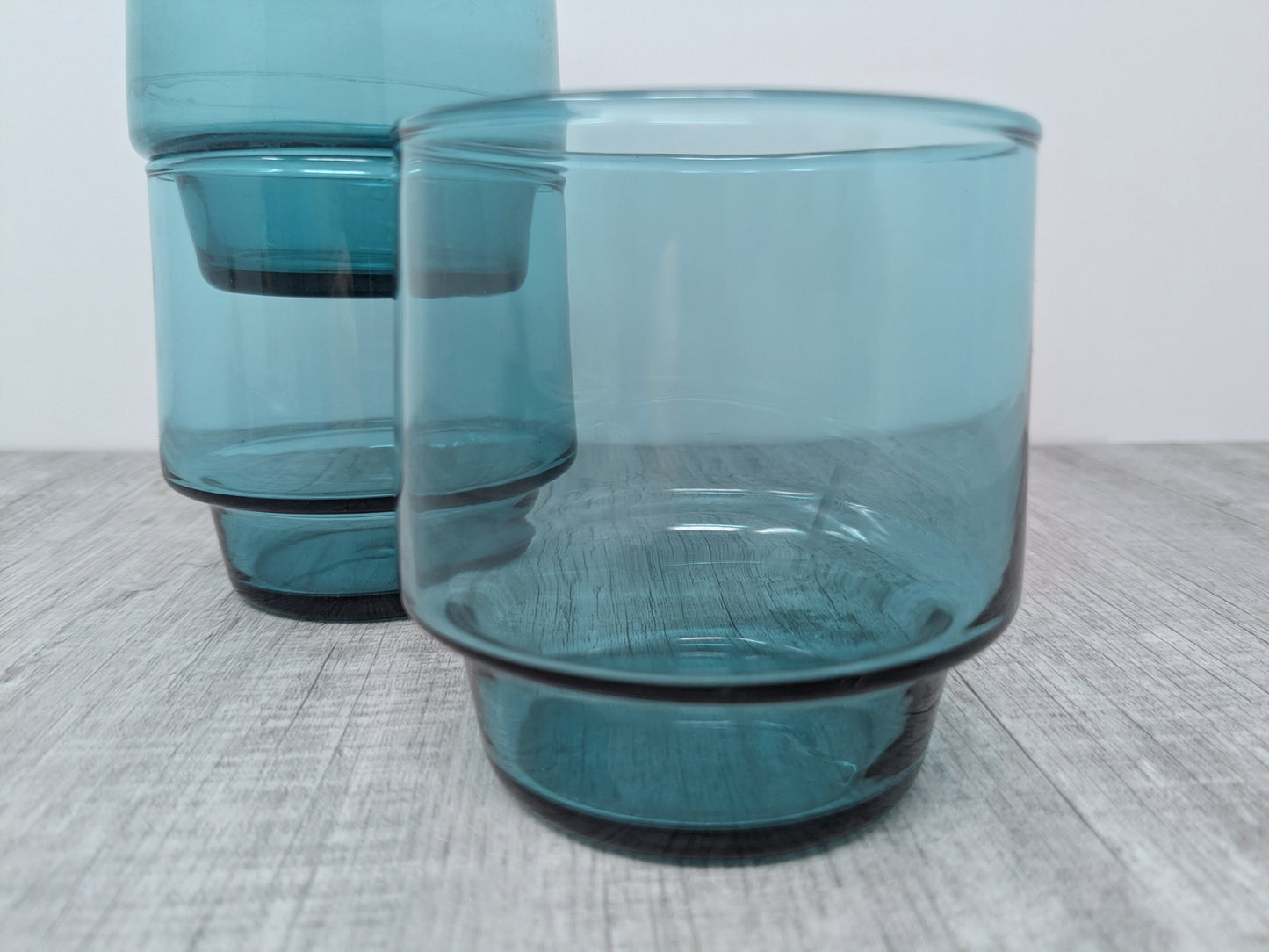 Mid-Century Aquamarine Tumblers | Set of 4 Drinking Glasses