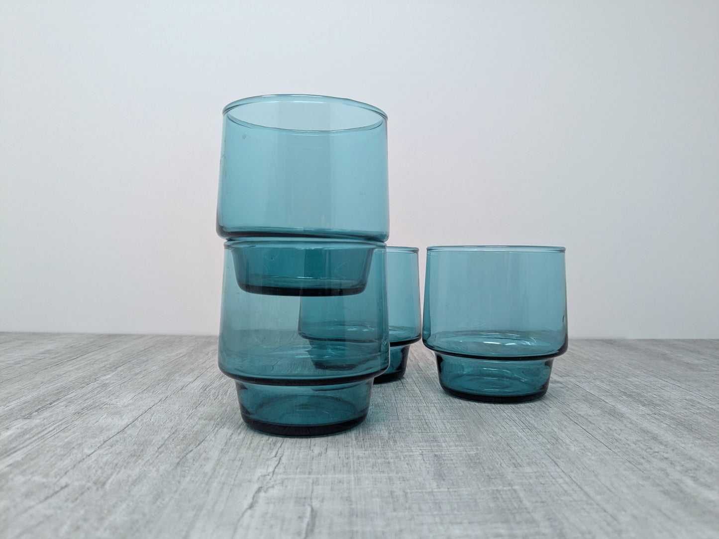 Mid-Century Aquamarine Tumblers | Set of 4 Drinking Glasses