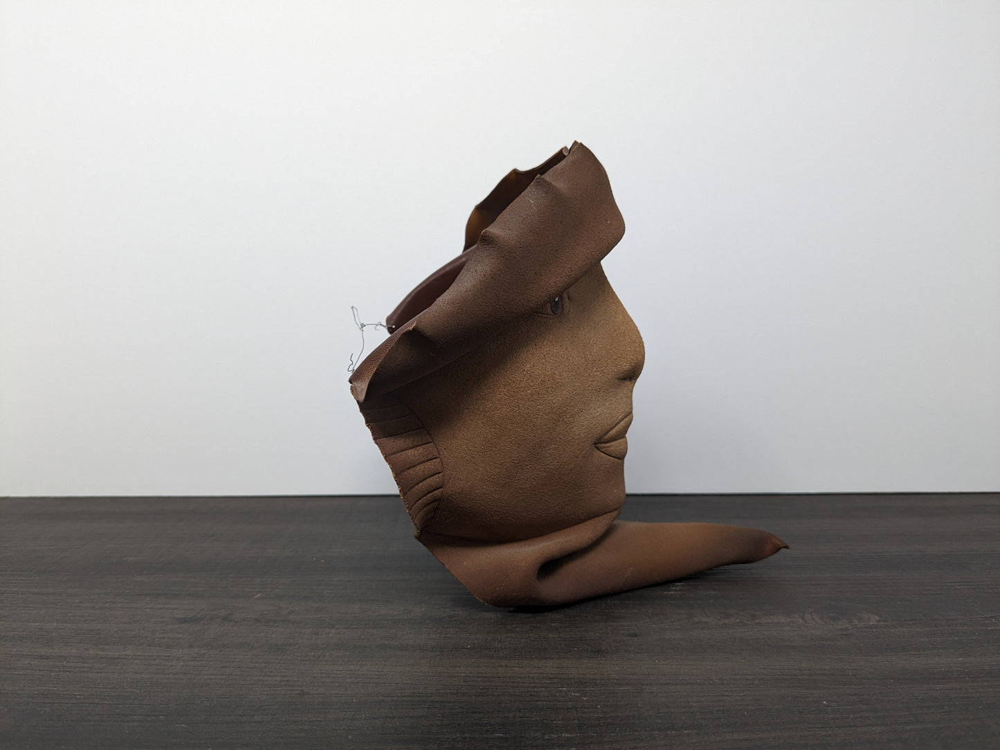 Pop Art Leather Sculpture | Post Modern Wall Art | Natural Worked Leather Face | Curio Collection