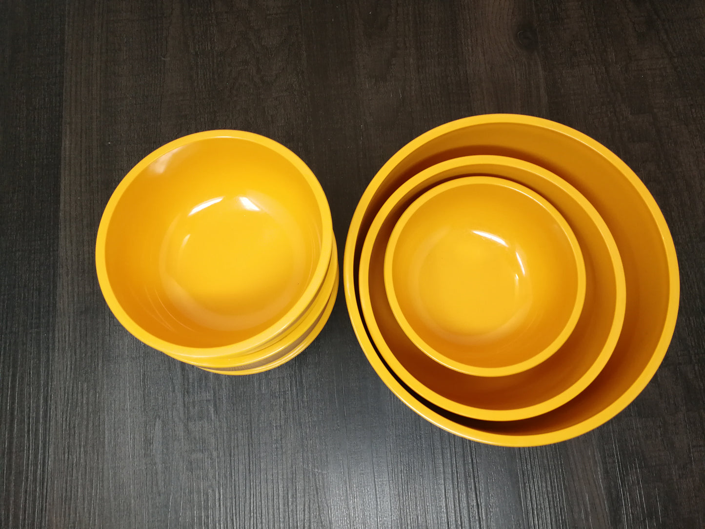 Vintage EMSA Orange Plastic Bowl Set | 1970's West German Modern Rigid Plastic Dishware