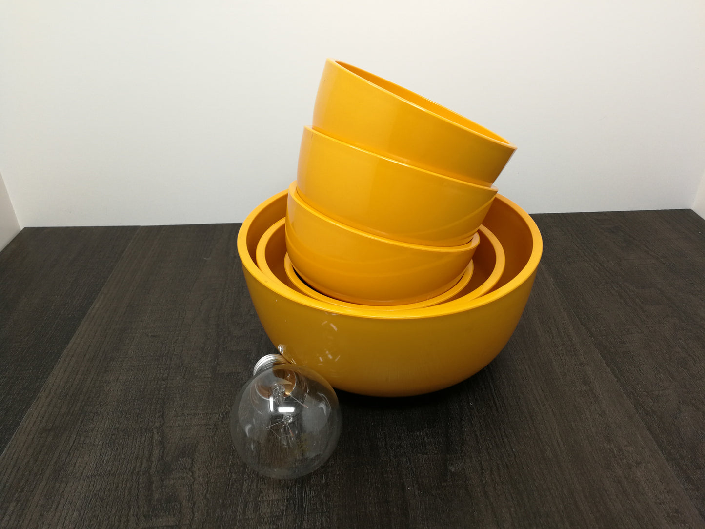 Vintage EMSA Orange Plastic Bowl Set | 1970's West German Modern Rigid Plastic Dishware