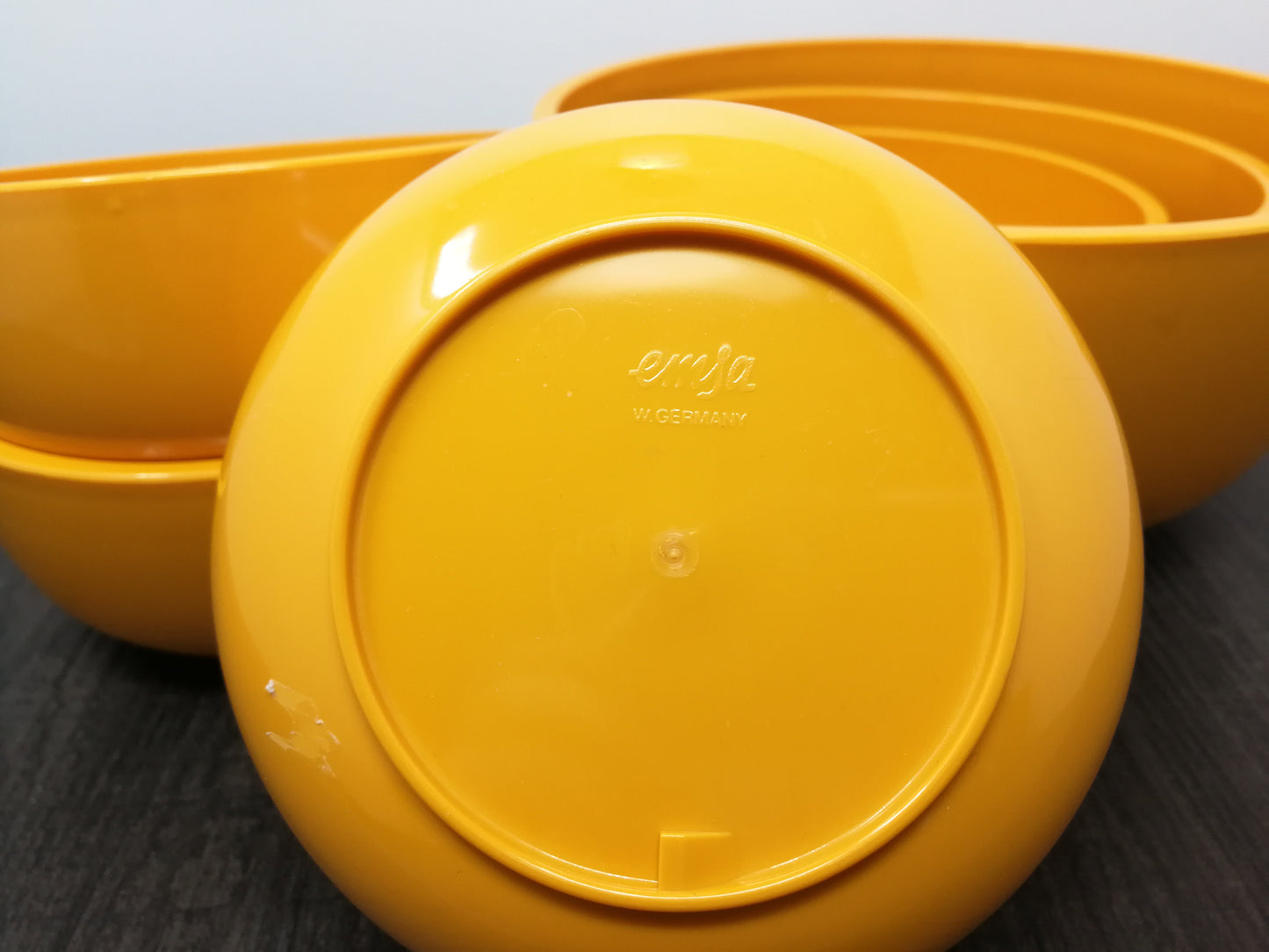Vintage EMSA Orange Plastic Bowl Set | 1970's West German Modern Rigid Plastic Dishware