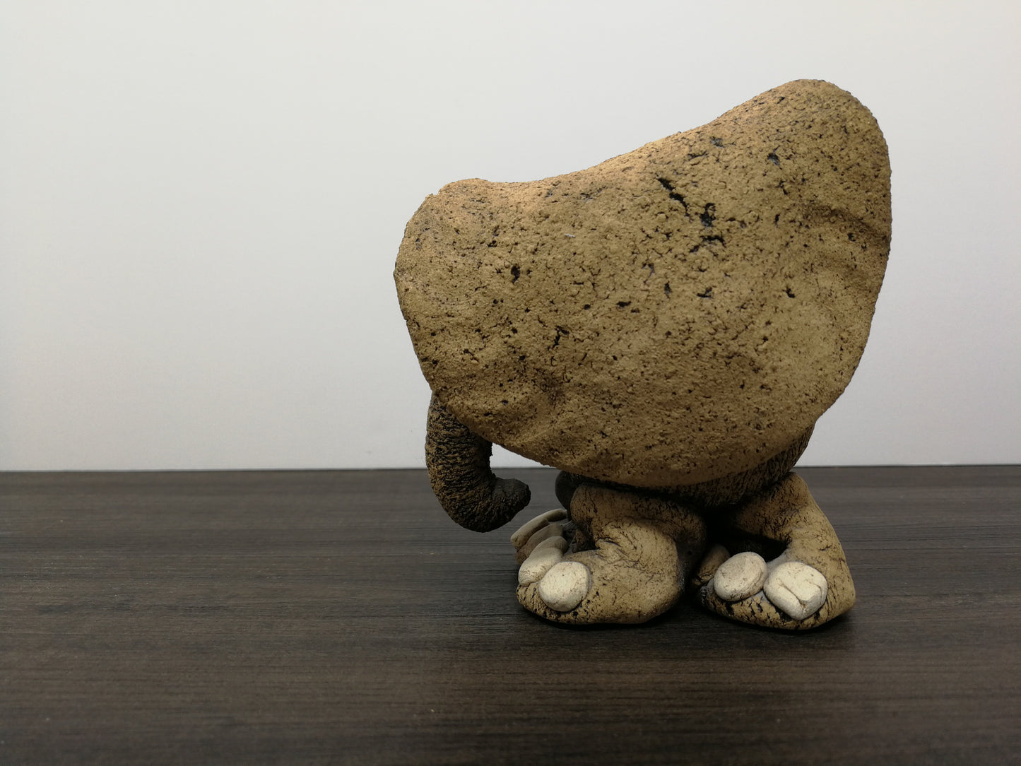 Vintage Studio Pottery Ceramic Elephant Sculpture | Mid Century Stylized Elephant | Brutalist Elephant Sculpture