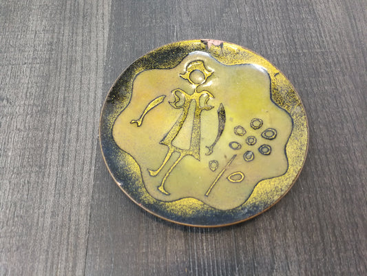 Micheline & Yves Sylvestre De-Passillé 1970's Enameled Small Dish | Ornamental Mid Century Dish
