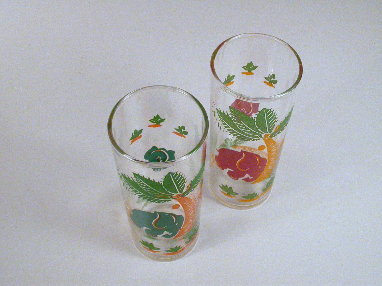 Vintage Drinking Glasses | Elephant Tumblers | 2 Vintage Federal Glass Barware Glassware