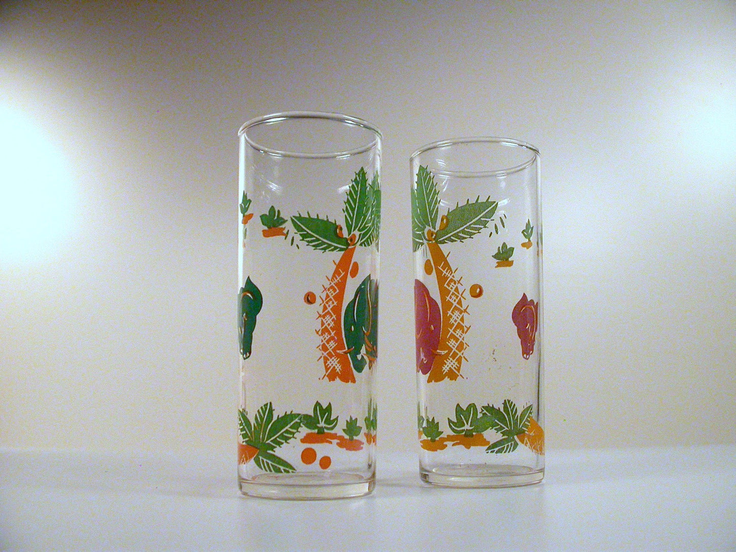 Vintage Drinking Glasses | Elephant Tumblers | 2 Vintage Federal Glass Barware Glassware