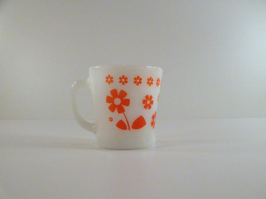Fire King Mug with Orange Flowers