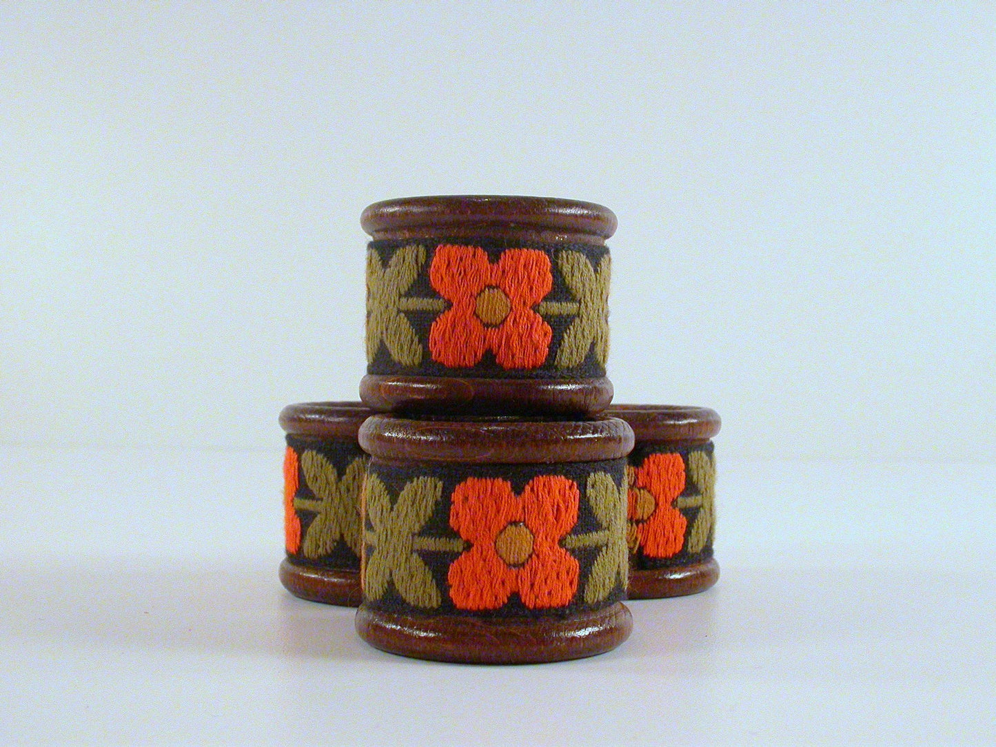 Wood Napkin Rings | Set of 4 Vintage Napkin Rings| Made in Austria