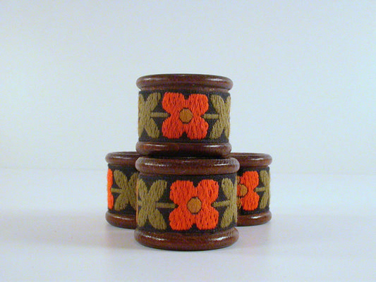 Wood Napkin Rings | Set of 4 Vintage Napkin Rings| Made in Austria