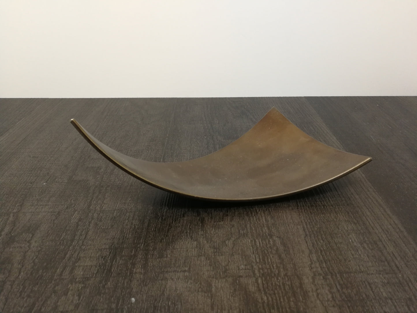 Forged Metal Abstract Plate | Curved Triangular Design Art Metal Dish | Minimalist Design