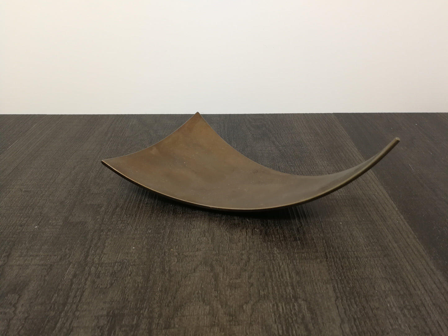 Forged Metal Abstract Plate | Curved Triangular Design Art Metal Dish | Minimalist Design