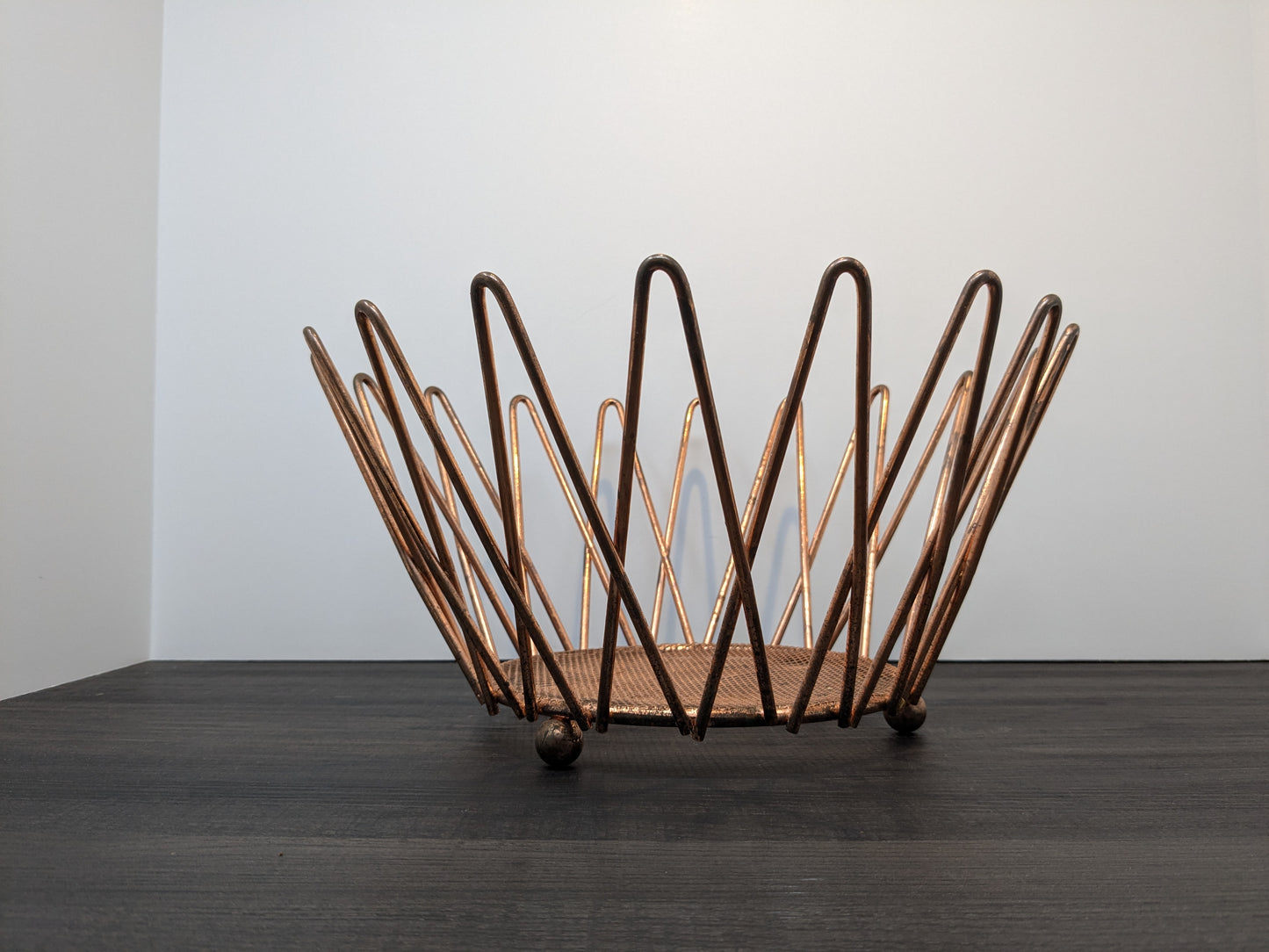 Space Age Design Fruit Basket | Electroplated Copper Finish | Atomic Design