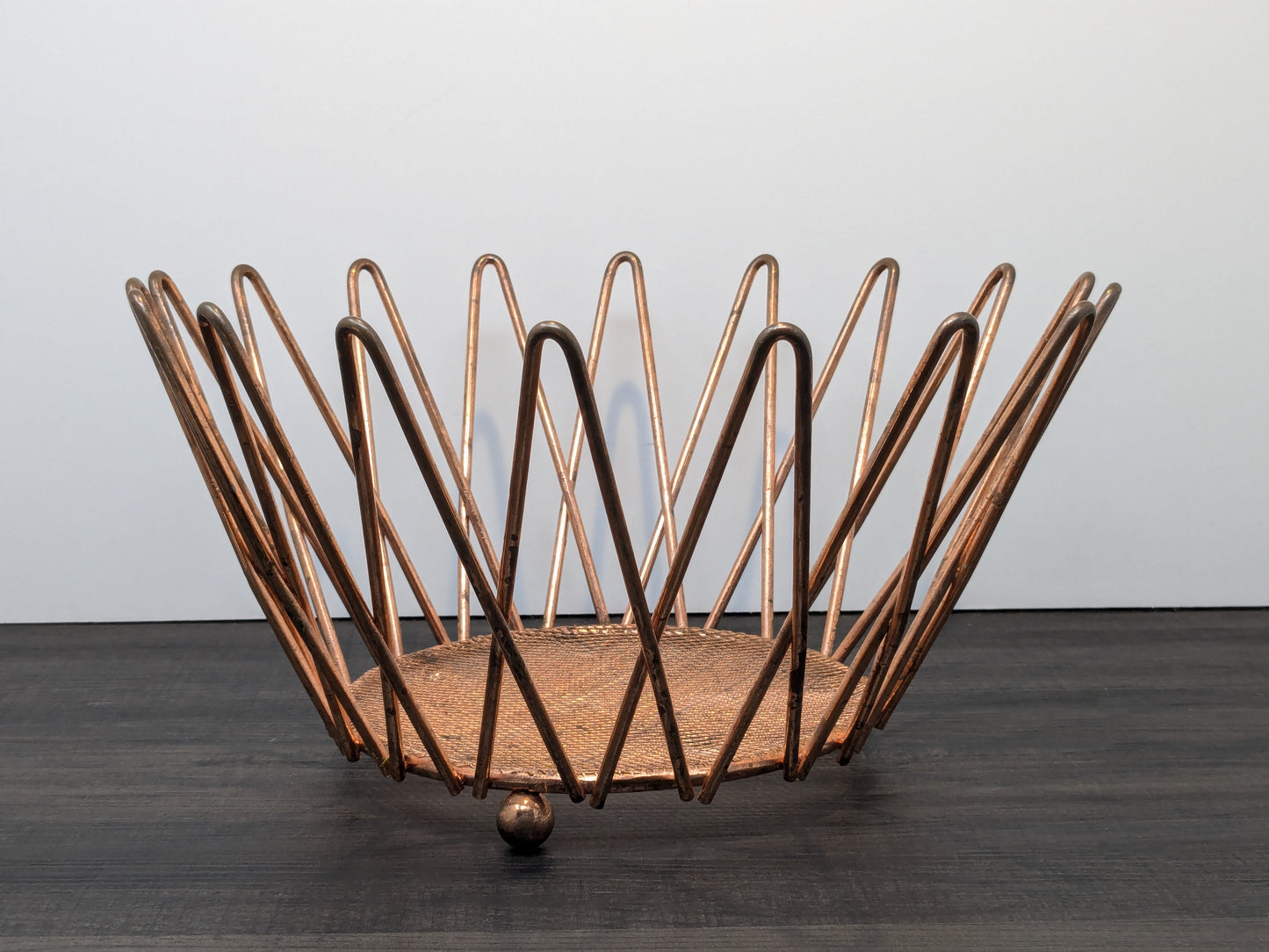 Space Age Design Fruit Basket | Electroplated Copper Finish | Atomic Design