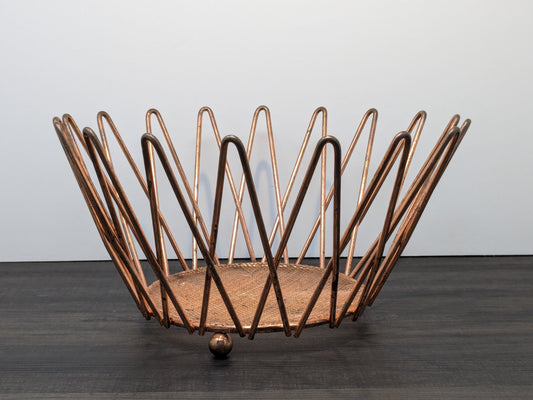 Space Age Design Fruit Basket | Electroplated Copper Finish | Atomic Design