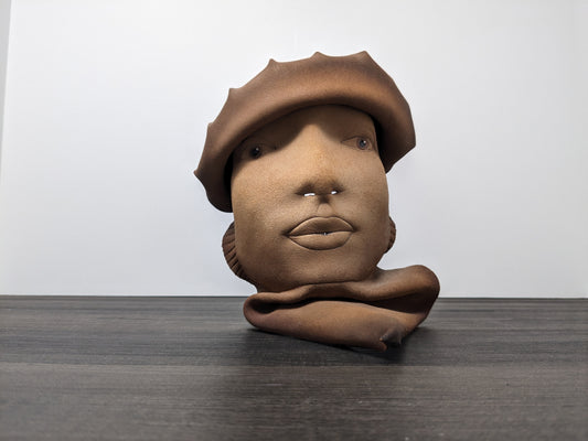 Pop Art Leather Sculpture | Post Modern Wall Art | Natural Worked Leather Face | Curio Collection