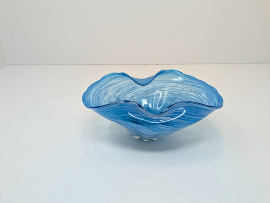 Vintage Blue Swirl Art Glass Bowl | Wales Japan