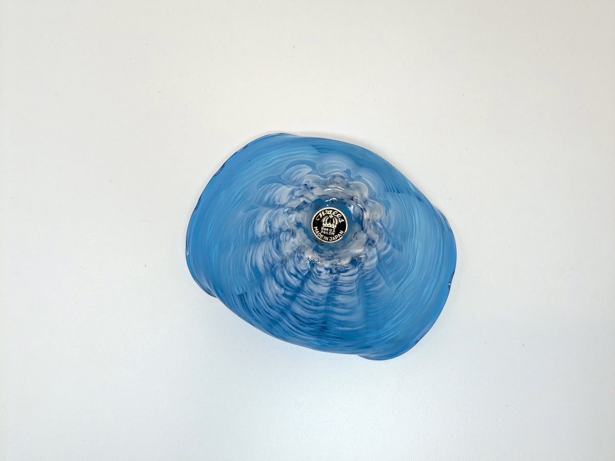 Vintage Blue Swirl Art Glass Bowl | Wales Japan