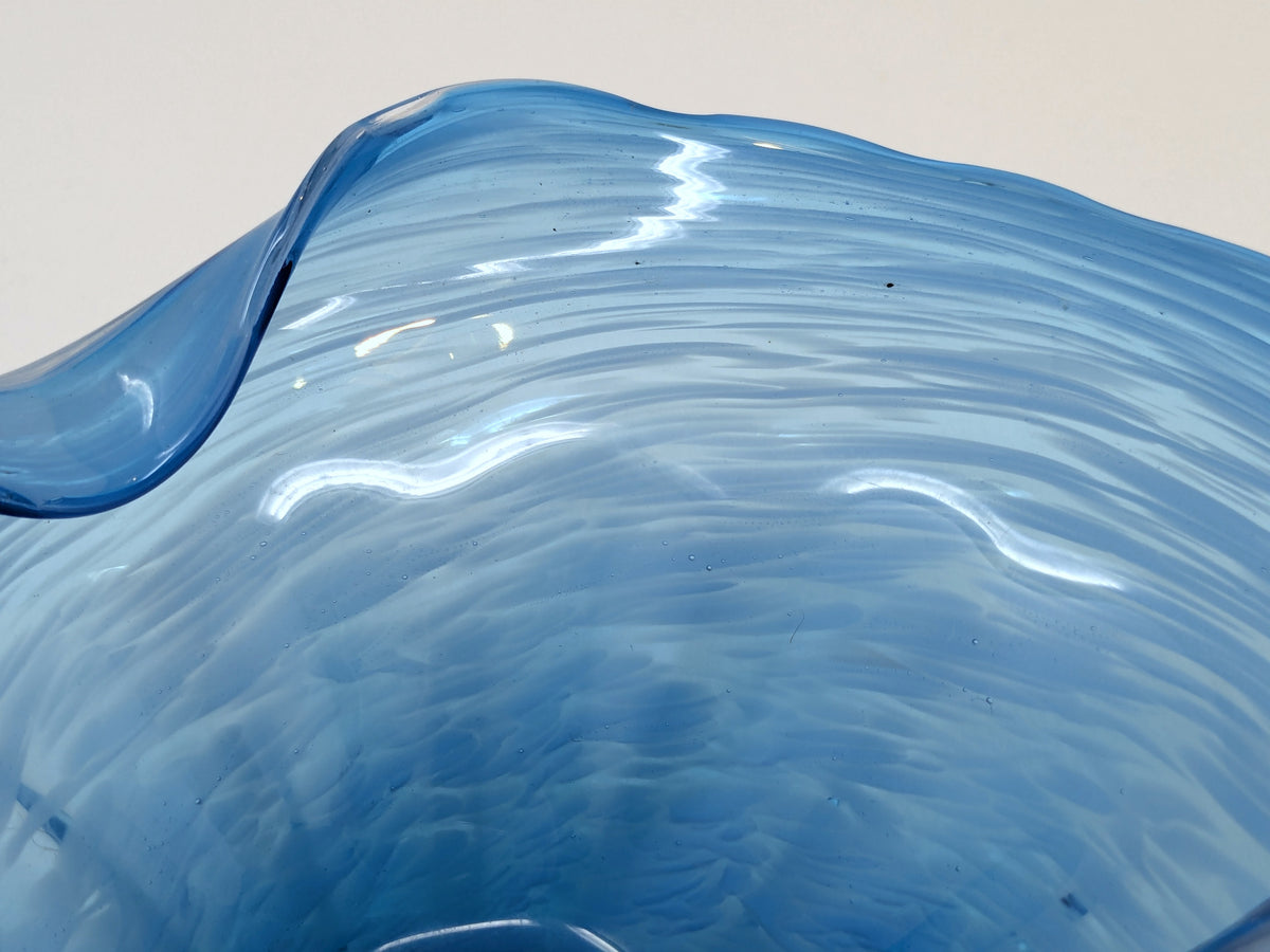 Vintage Blue Swirl Art Glass Bowl | Wales Japan