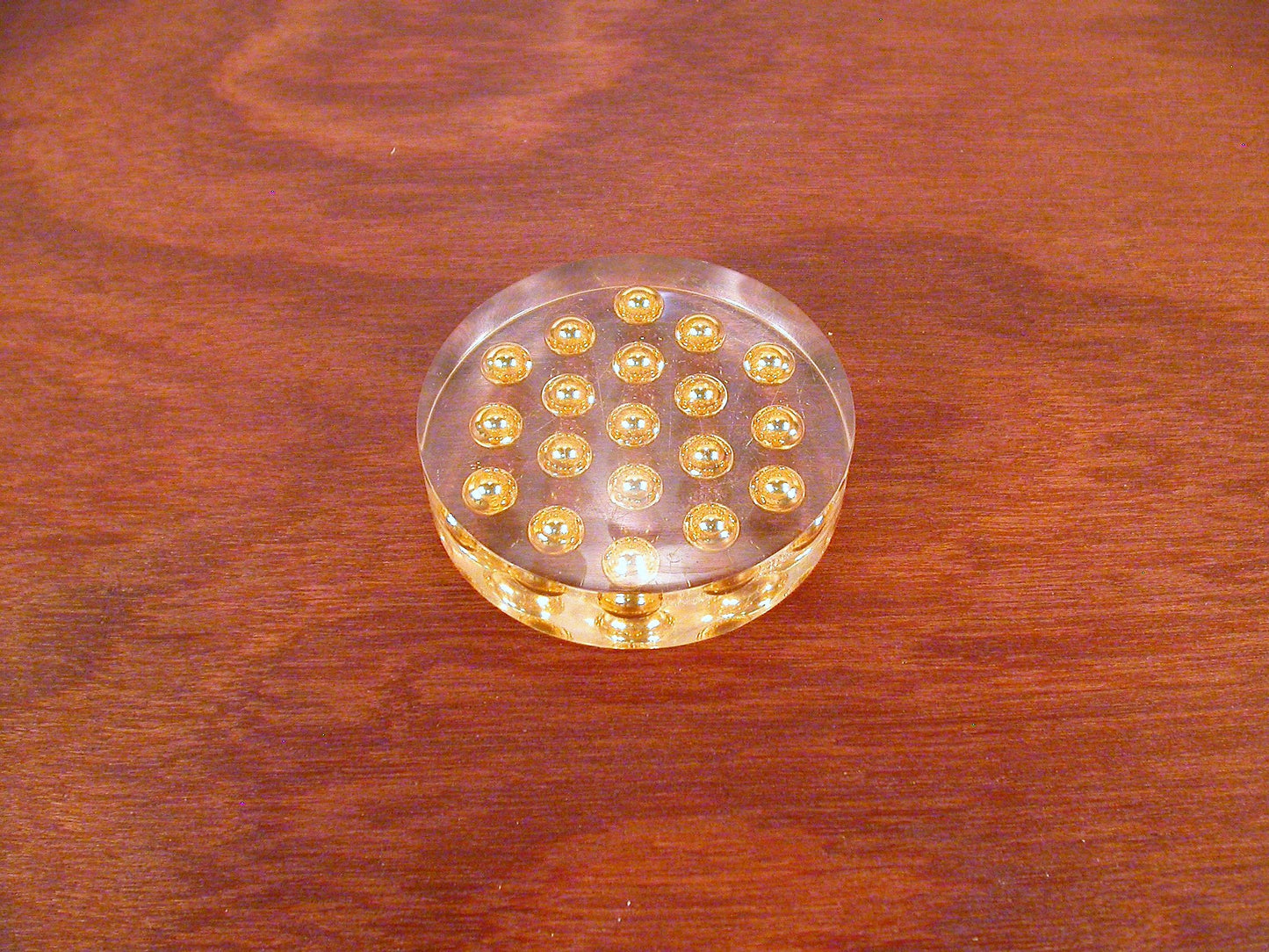 Acrylic Paperweight | Suspended Gold Spheres