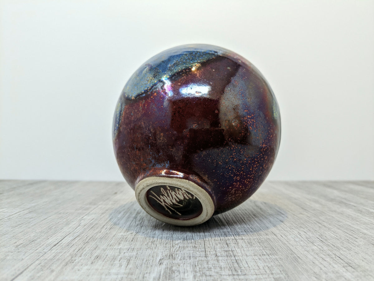 Gordon Hutchens Studio Pottery Vase | Rich Blue / Purple Glaze | Handthrown Opalascence  Vase