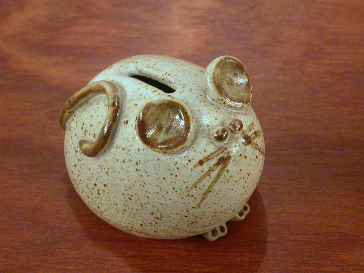 Vintage Guy De Pelteau Art Pottery | Mouse Bank Stoneware