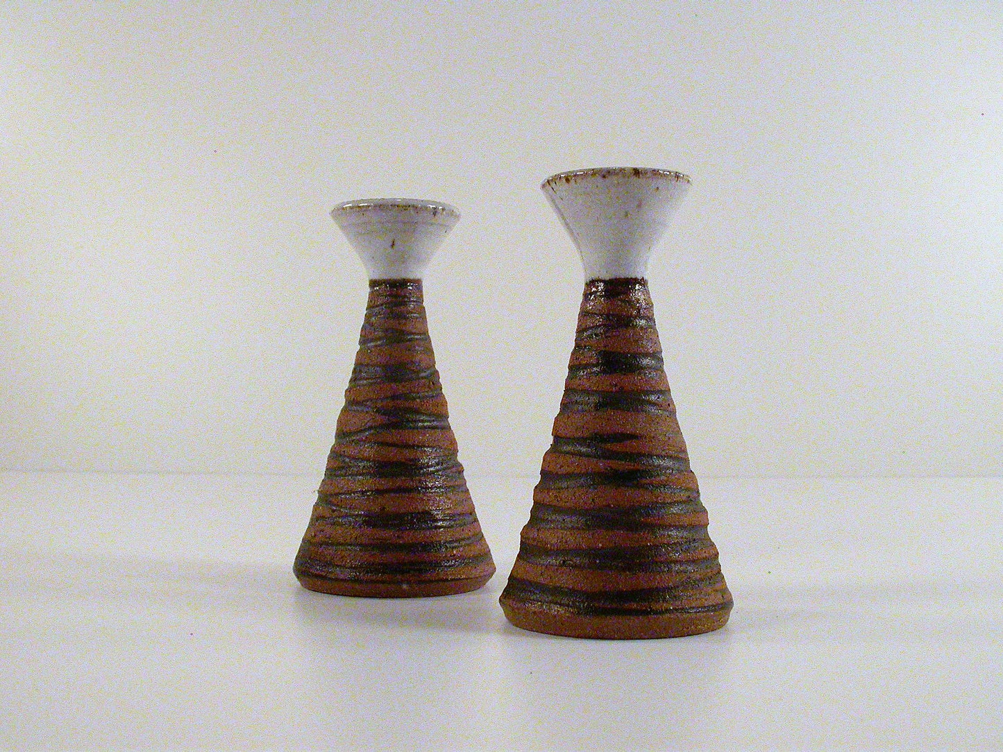 Hansen-Ross Studio Pottery Vintage Candle Stands, Pair of Studio Pottery Candle Stands
