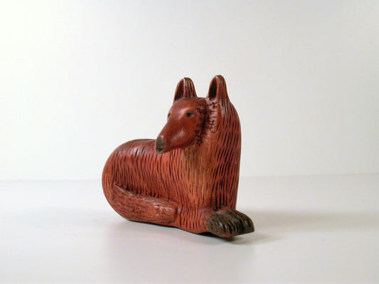 Wood Chip Carving, Well Designed and Executed Hand Carved Pine Dog A. Corey