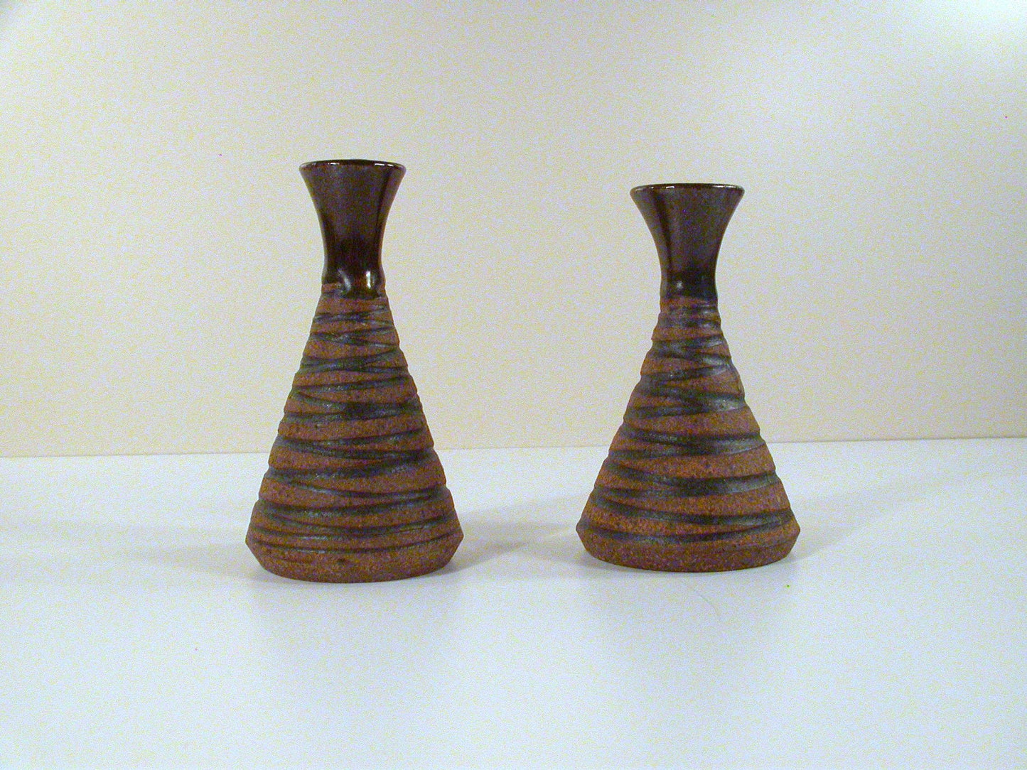 Hansen-Ross Studio Pottery Vintage Candle Stands, Pair of Studio Pottery Candle Stands