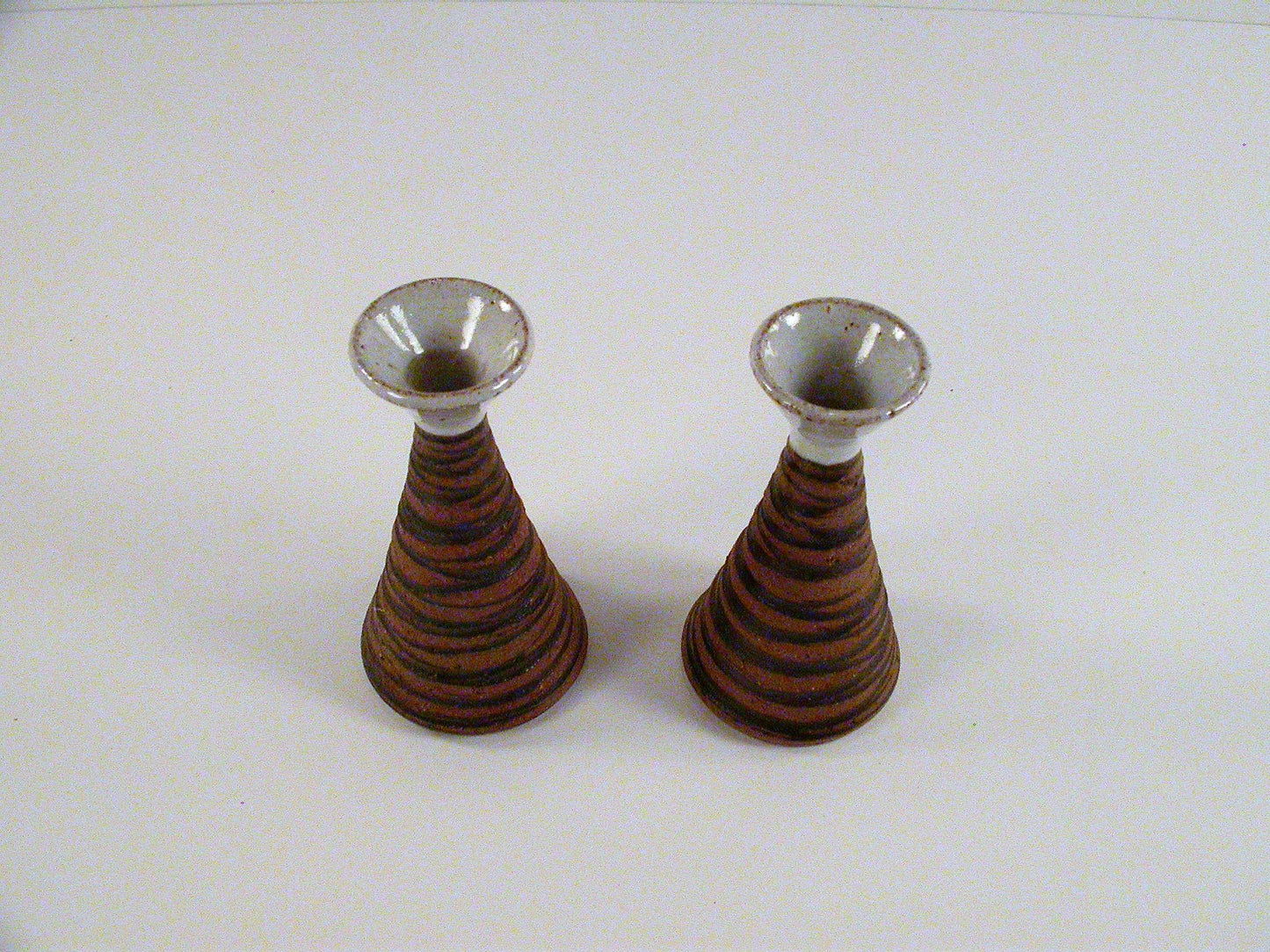 Hansen-Ross Studio Pottery Vintage Candle Stands, Pair of Studio Pottery Candle Stands
