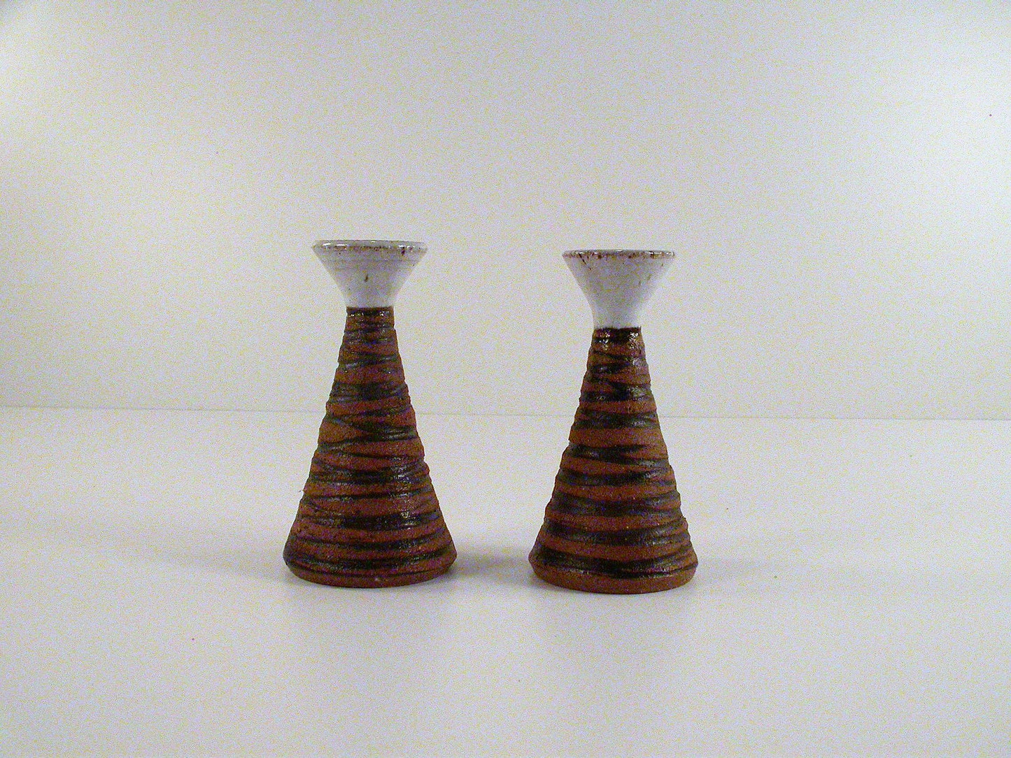 Hansen-Ross Studio Pottery Vintage Candle Stands, Pair of Studio Pottery Candle Stands