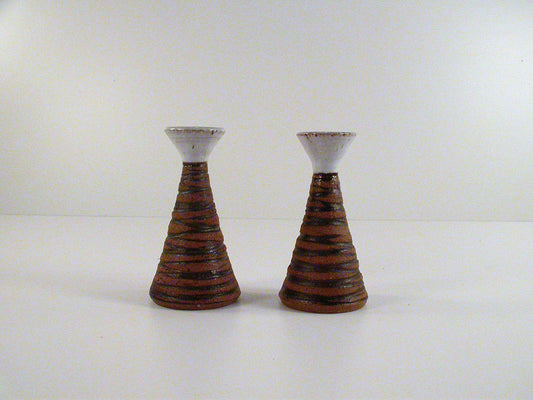 Hansen-Ross Studio Pottery Vintage Candle Stands, Pair of Studio Pottery Candle Stands