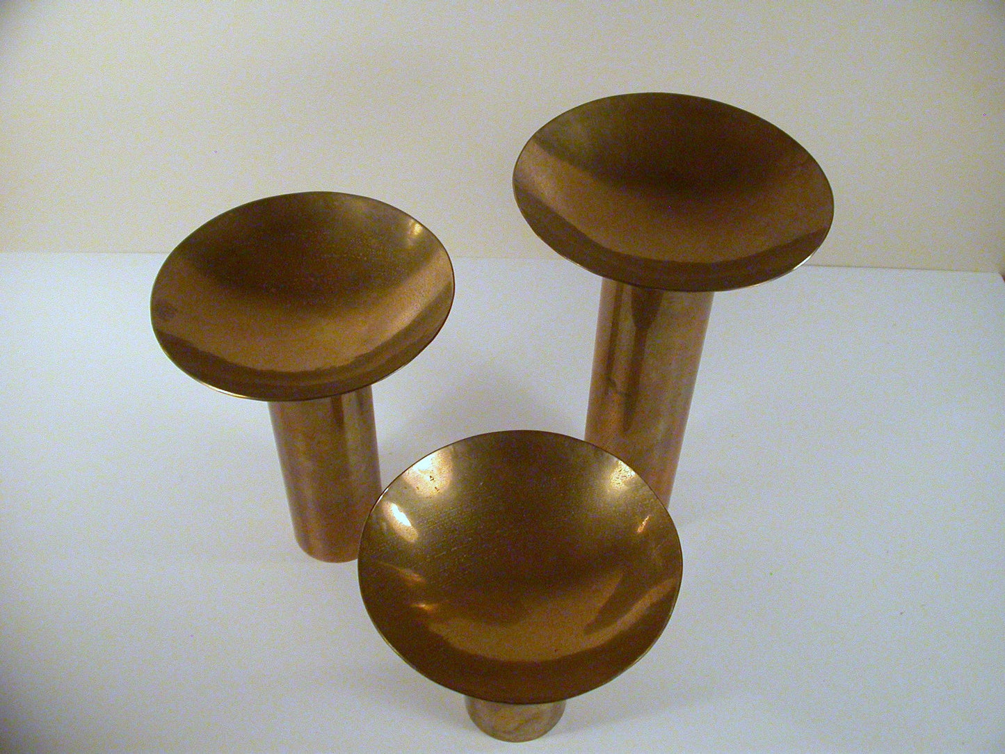 Mid Century Copper Candle Stands, Set of 3 Vintage Brass Candle Stands, Harold Alfred Design