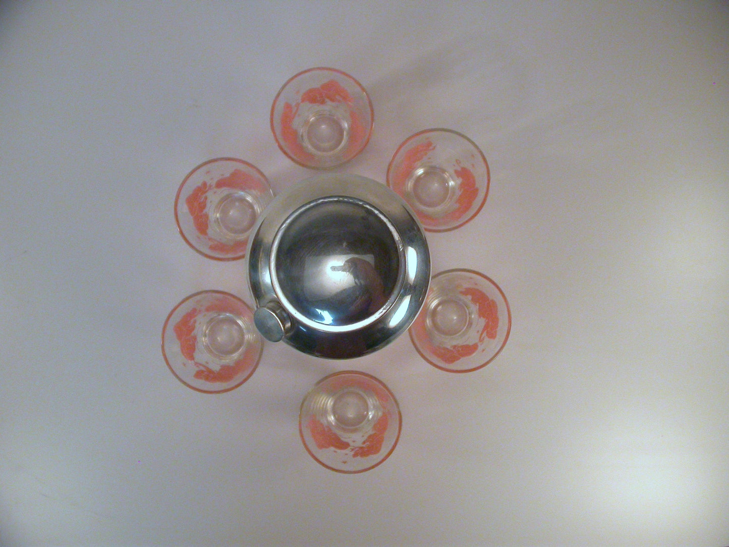 Pink Elephant Cocktail Shaker and Six Tumblers | 1950's Cocktail Shaker