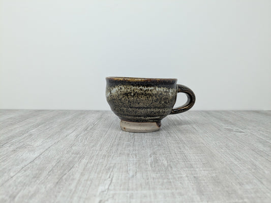 Heinz Laffin Stoneware Cup | Tenmoku Glaze | Hornby Island Pottery