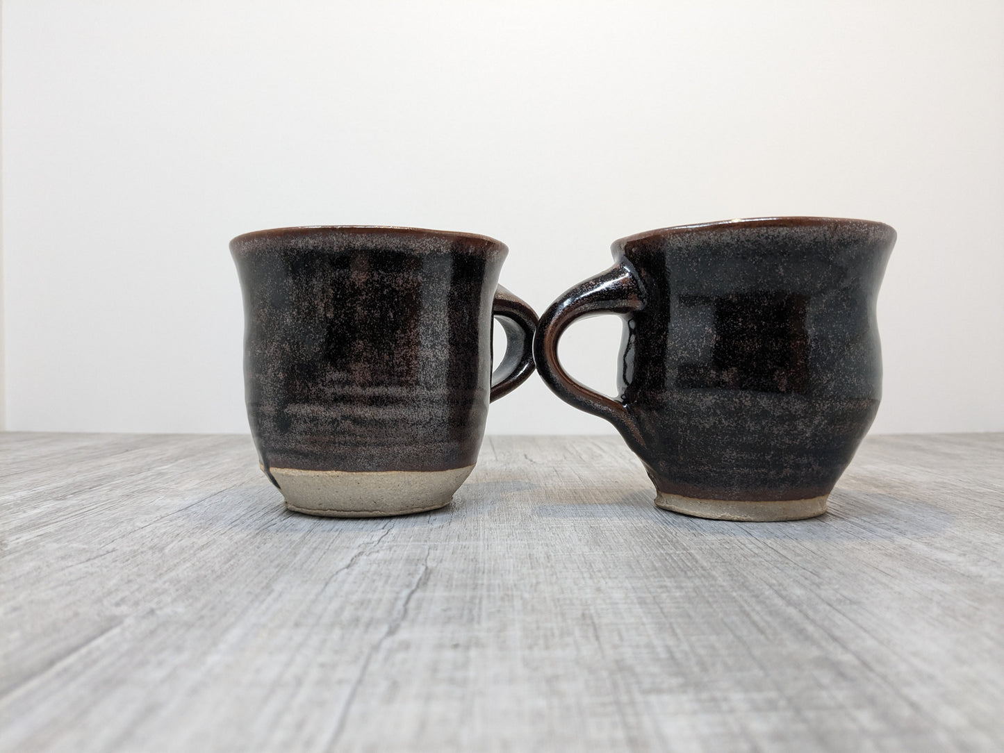 Heinz Laffin Mugs | Pair of Stoneware Mugs | Tenmoku Glaze