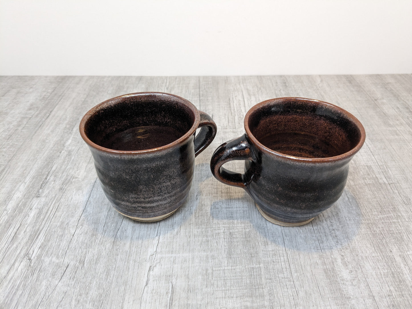 Heinz Laffin Mugs | Pair of Stoneware Mugs | Tenmoku Glaze