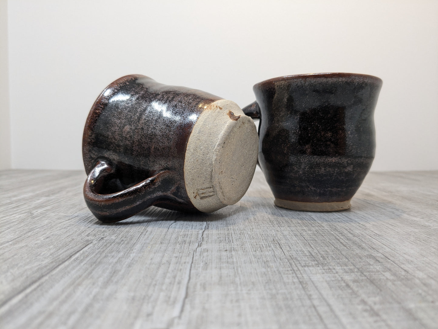 Heinz Laffin Mugs | Pair of Stoneware Mugs | Tenmoku Glaze
