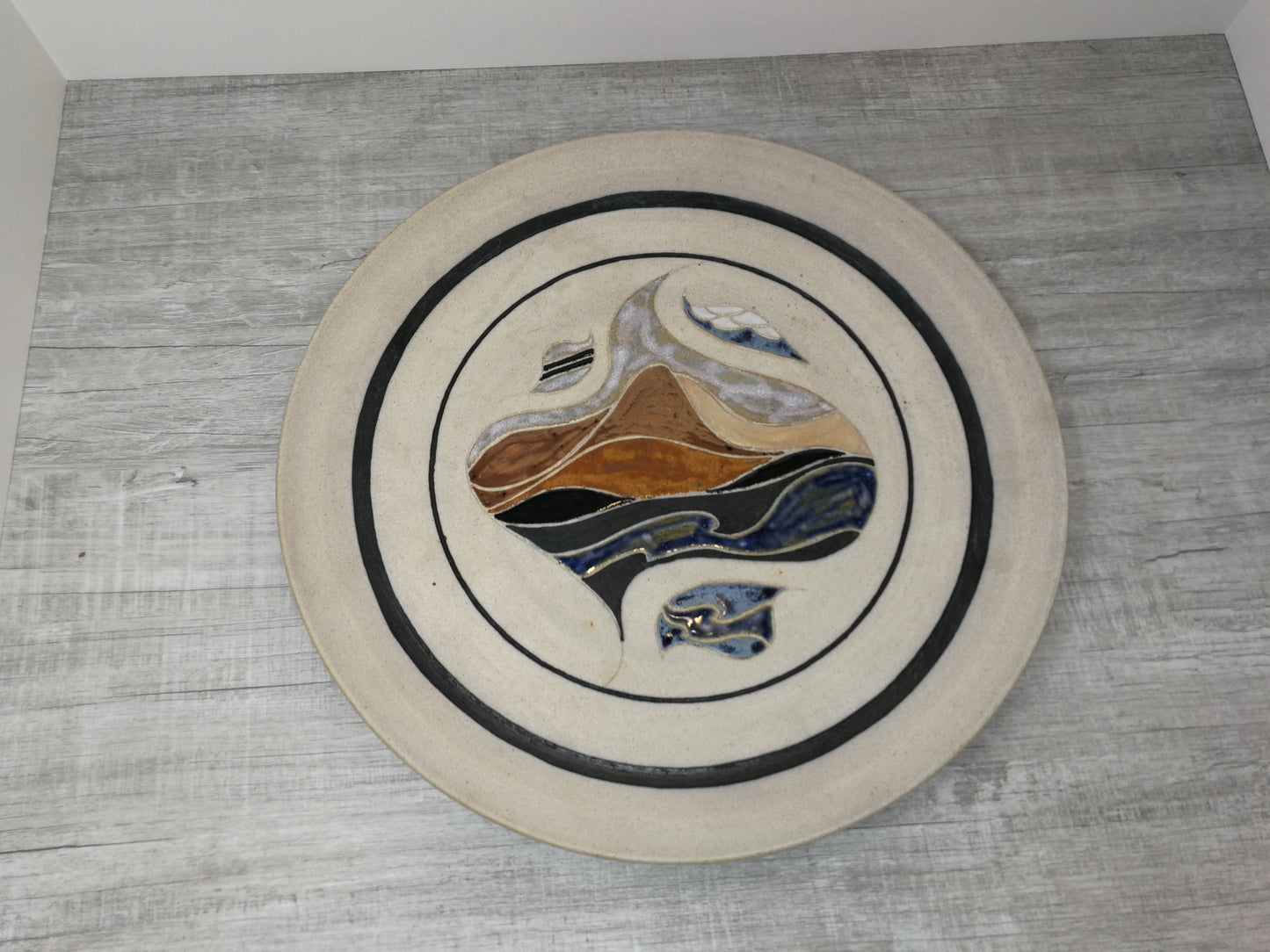 Henry Gottardi Studio Pottery | Abstract Landscape Plate | Pacific Northwest Pottery