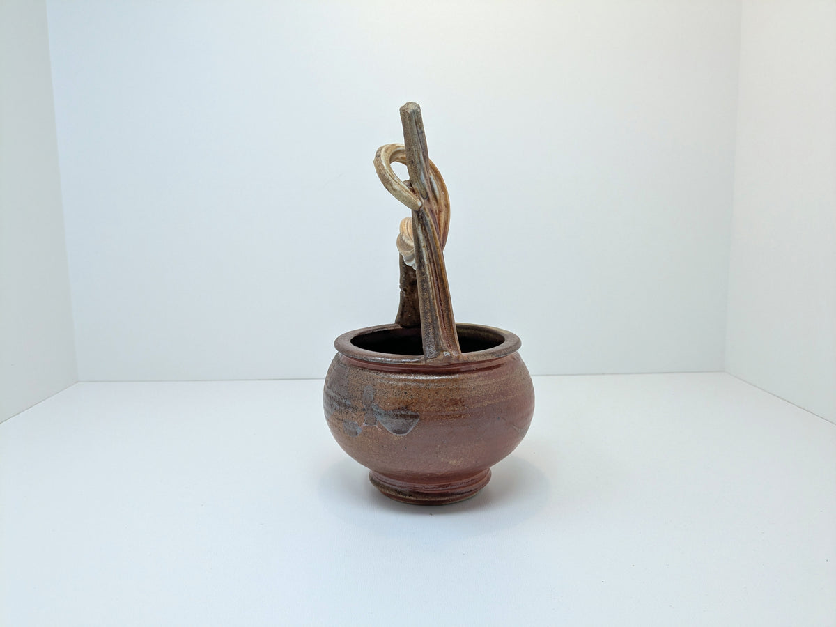 Gordon Hutchens Studio Pottery Vessel with Vine Trunk-Inspired Handle