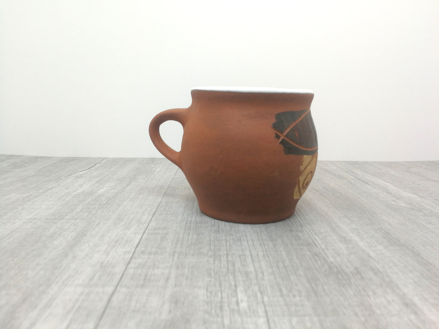 Stylized Fish Fossil Mug | Mid Century Ceramic Mug | White Inner Glaze