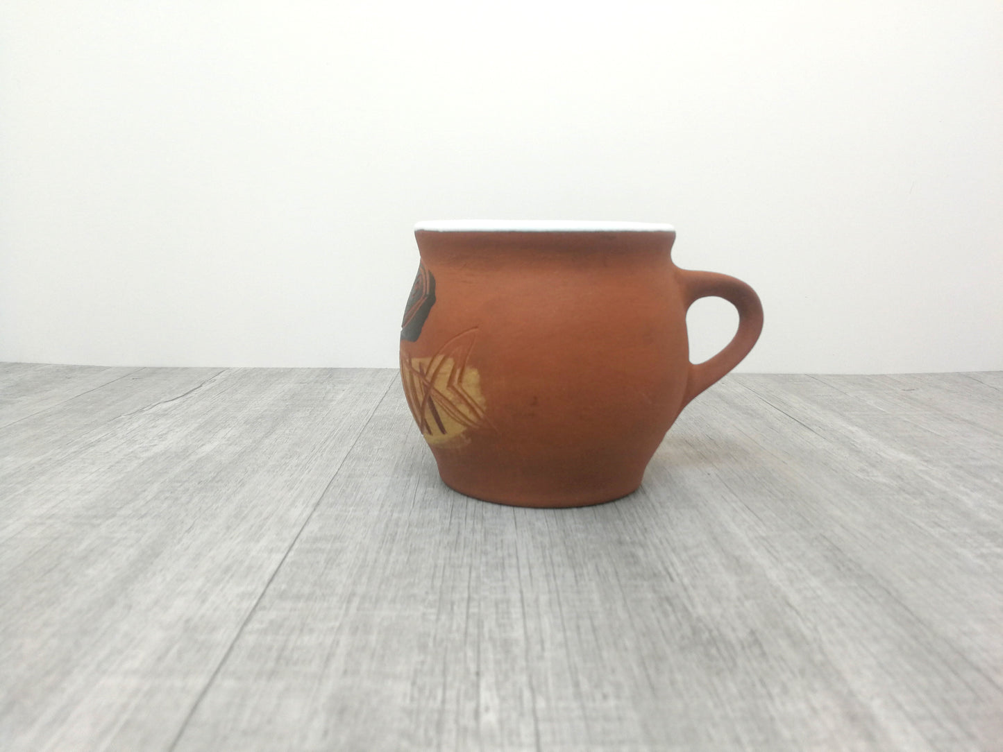 Stylized Fish Fossil Mug | Mid Century Ceramic Mug | White Inner Glaze