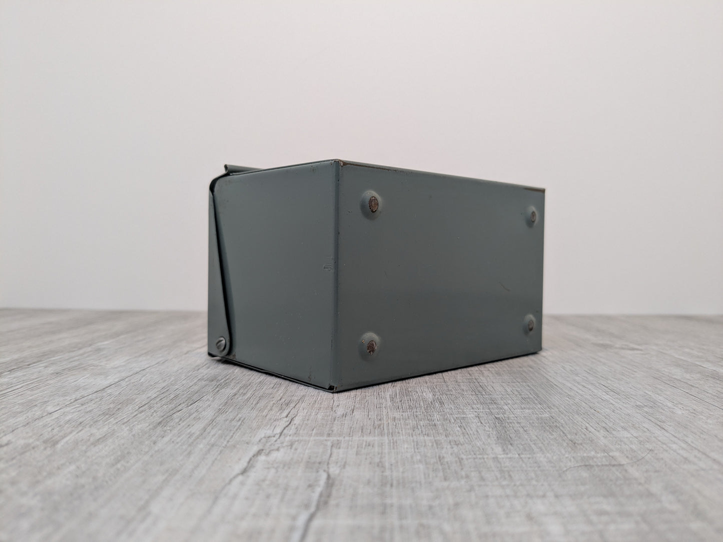 Gray Powder Coated Metal Index Box | Vintage Office Storage