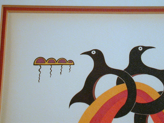Jackson Beardy Lithograph Print "FLOCK",  Vintage Graphic Art
